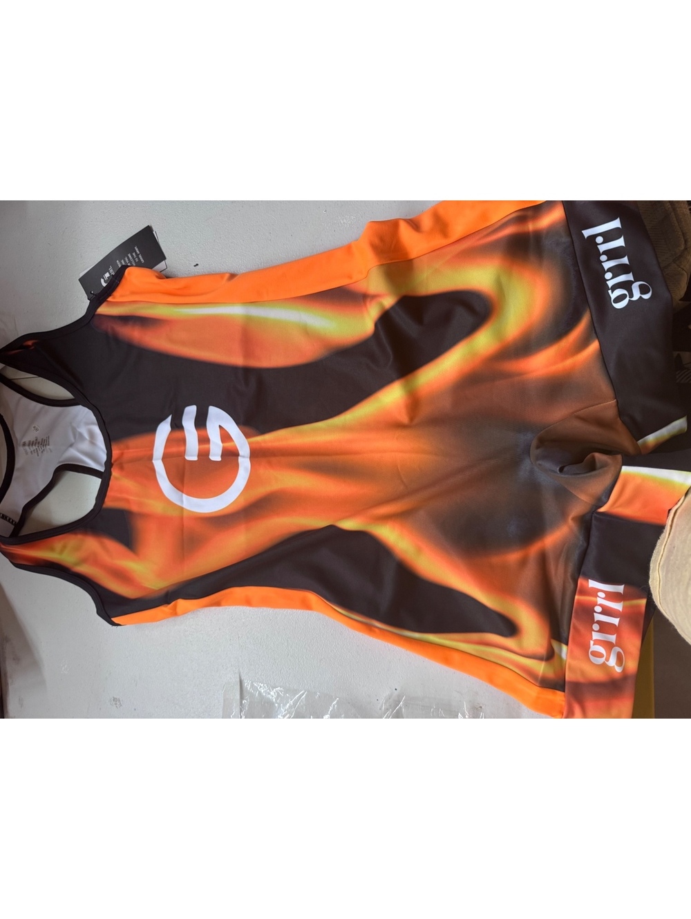 GRRRL On Fire Singlet NWT Martina 22 4XL Flame Powerlifting Wrestling